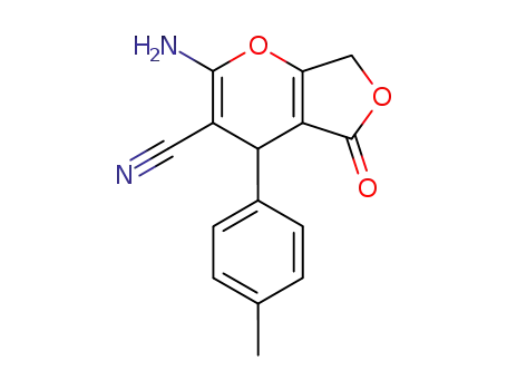 Molecular Structure of 134079-94-0 (2-amino-5,7-dihydro-5-oxo-4-p-tolyl-4H-furo[3,4-b]pyran-3-carbonitrile)
