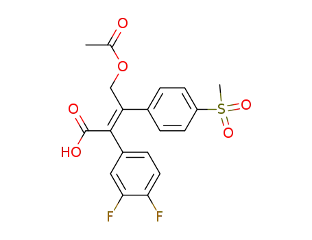 Molecular Structure of 179174-83-5 ((2Z)-4-(acetoxy)-2-(3,4-difluorophenyl)-3-[4-(methylsulfonyl)phenyl]but-2-enoic acid)