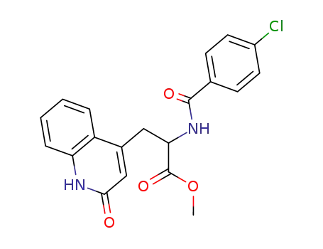 Molecular Structure of 90098-38-7 (methyl 2-(4-chlorobenzoylamino)-3-(2-oxo-1,2-dihydroquinolin-4-yl)propionate)