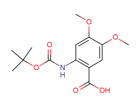 Molecular Structure of 122744-78-9 (2-TERT-BUTOXYCARBONYLAMINO-4,5-DIMETHOXY-BENZOIC ACID)