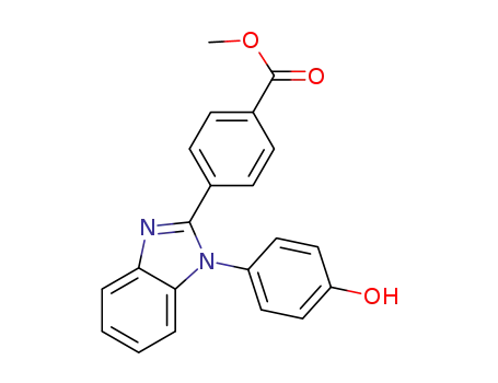 Molecular Structure of 639524-00-8 (Benzoic acid, 4-[1-(4-hydroxyphenyl)-1H-benzimidazol-2-yl]-, methyl
ester)