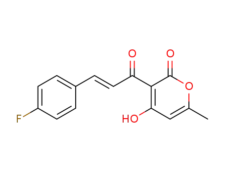 Molecular Structure of 1006372-29-7 (3-<3-(4-Fluorphenyl)-1-oxo-2-propenyl>-4-hydroxy-6-methyl-2H-pyran-2-on)