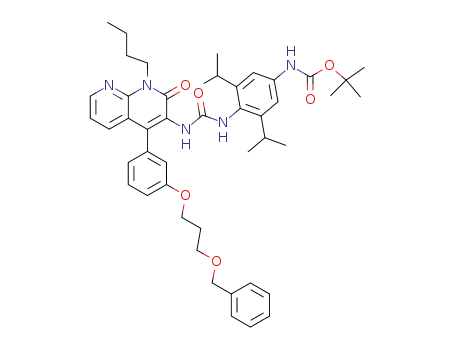 Carbamic acid,
[4-[[[[1-butyl-1,2-dihydro-2-oxo-4-[3-[3-(phenylmethoxy)propoxy]phenyl]-
1,8-naphthyridin-3-yl]amino]carbonyl]amino]-3,5-bis(1-methylethyl)phen
yl]-, 1,1-dimethylethyl ester