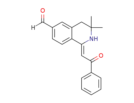 Molecular Structure of 394650-71-6 (6-Isoquinolinecarboxaldehyde,
1,2,3,4-tetrahydro-3,3-dimethyl-1-(2-oxo-2-phenylethylidene)-, (1Z)-)