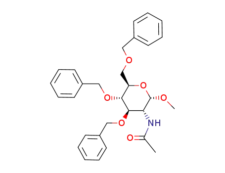 Molecular Structure of 154125-86-7 (methyl 2-deoxy-3,4,6-tri-O-benzyl-2-(N-acetylamino)-α-D-glucopyranoside)