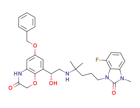 6-benzyloxy-8-{(R)-2-[4-(7-fluoro-3-methyl-2-oxo-2,3-dihydro-benzimidazol-1-yl)-1,1-dimethyl-butylamino]-1-hydroxy-ethyl}-4H-benzo[1,4]oxazin-3-one