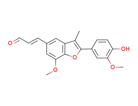 2-Propenal,
3-[2-(4-hydroxy-3-methoxyphenyl)-7-methoxy-3-methyl-5-benzofuranyl]-,
(2E)-