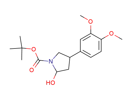Molecular Structure of 765298-88-2 (4-(3,4-dimethoxy-phenyl)-2-hydroxy-pyrrolidine-1-carboxylic acid <i>tert</i>-butyl ester)