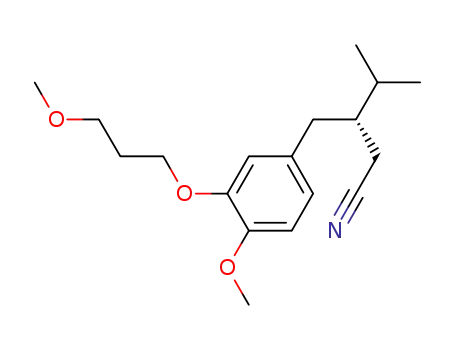 Molecular Structure of 960124-88-3 ((S)-3-[4-methoxy-3-(3-methoxy-propoxy)-benzyl]-4-methyl-pentanenitrile)