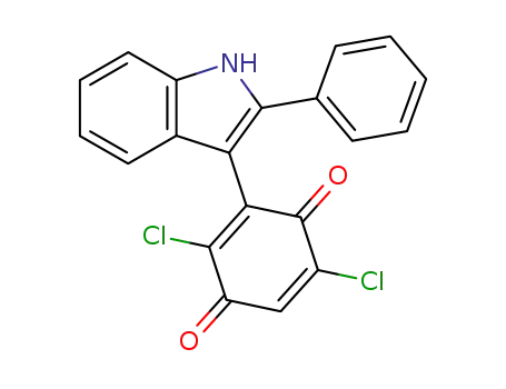 Molecular Structure of 329015-24-9 (2,5-Cyclohexadiene-1,4-dione, 2,5-dichloro-3-(2-phenyl-1H-indol-3-yl)-)