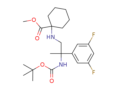 Molecular Structure of 957122-16-6 (methyl 1-{[2-[(tert-butoxycarbonyl)amino]-2-(3,5-difluorophenyl)propyl]amino}cyclohexane-1-carboxylate)
