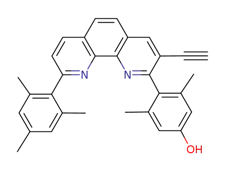Molecular Structure of 949922-97-8 (3-ethynyl-2-(4-hydroxy-2,6-dimethylphenyl)-9-mesityl-[1,10]phenanthroline)