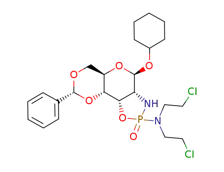 Molecular Structure of 211567-33-8 (Bis-(2-chloro-ethyl)-((3aR,4R,5aR,8R,9aR,9bS)-4-cyclohexyloxy-2-oxo-8-phenyl-octahydro-1,5,7,9-tetraoxa-3-aza-2λ<sup>5</sup>-phospha-cyclopenta[a]naphthalen-2-yl)-amine)