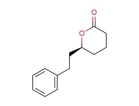 Molecular Structure of 138298-24-5 (2H-Pyran-2-one, tetrahydro-6-(2-phenylethyl)-, (6S)-)