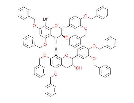 Molecular Structure of 923565-05-3 (3',4',5,7-tetra-O-benzyl-8-bromocatechin-4α,8-(3',4',5,7-tetra-O-benzylepicatechin))