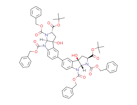 (2S,3aR,8aR,2'S,3'aR,8'aR)-3a,3'a-Dihydroxy-2,3,3a,8a,2',3',3'a,8'a-octahydro-[5,5']bi[pyrrolo[2,3-b]indolyl]-1,2,8,1',2',8'-hexacarboxylic acid 1,8,1',8'-tetrabenzyl ester 2,2'-di-tert-butyl ester