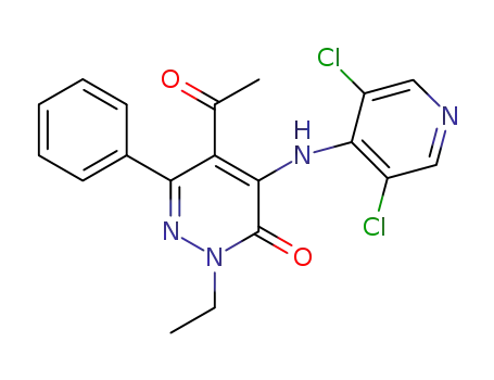 5-acetyl-4-((3,5-dichloropyridin-4-yl)amino)-2-ethyl-6-phenylpyridazin-3(2H)-one