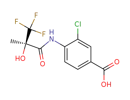 Molecular Structure of 243982-49-2 (3-Chloro-4-((R)-3,3,3-trifluoro-2-hydroxy-2-methyl-propionylamino)-benzoic acid)