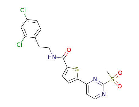 Molecular Structure of 866523-72-0 (5-(2-methanesulfonyl-pyrimidin-4-yl)-thiophene-2-carboxylic acid [2-(2,4-dichloro-phenyl)-ethyl]-amide)