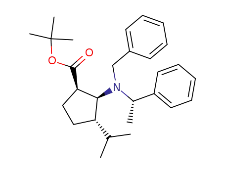 Cyclopentanecarboxylic acid,
3-(1-methylethyl)-2-[[(1S)-1-phenylethyl](phenylmethyl)amino]-,
1,1-dimethylethyl ester, (1R,2S,3S)-
