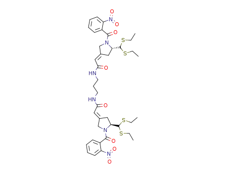 2-[(S)-5-(Bis-ethylsulfanyl-methyl)-1-(2-nitro-benzoyl)-pyrrolidin-(3E)-ylidene]-N-(3-{2-[(S)-5-(bis-ethylsulfanyl-methyl)-1-(2-nitro-benzoyl)-pyrrolidin-(3E)-ylidene]-acetylamino}-propyl)-acetamide