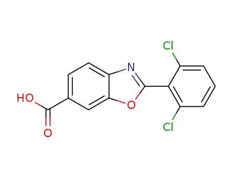 Molecular Structure of 594839-89-1 (6-Benzoxazolecarboxylic acid, 2-(2,6-dichlorophenyl)-)