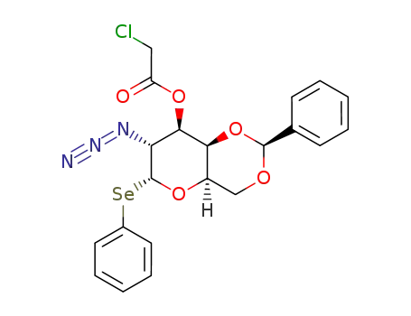 Molecular Structure of 282736-08-7 (Phenyl 2-azido-4,6-benzylidene-3-O-chloroacetyl-2-deoxy-1-seleno-α-D-galactopyranoside)