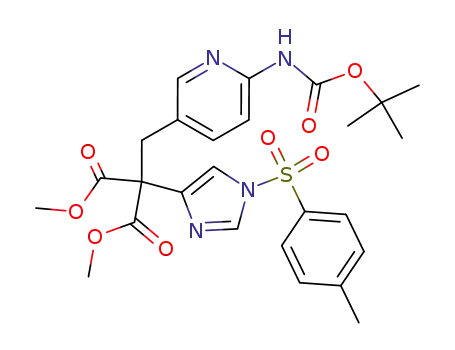 Molecular Structure of 497159-99-6 (Propanedioic acid,
[[6-[[(1,1-dimethylethoxy)carbonyl]amino]-3-pyridinyl]methyl][1-[(4-methyl
phenyl)sulfonyl]-1H-imidazol-4-yl]-, dimethyl ester)