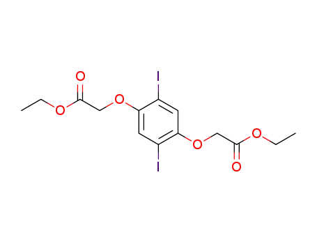 Molecular Structure of 377093-03-3 (Acetic acid, 2,2'-[(2,5-diiodo-1,4-phenylene)bis(oxy)]bis-, diethyl ester)