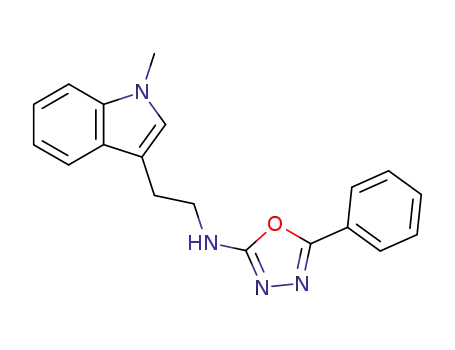 Molecular Structure of 909707-60-4 (2-[2-(1-methyl-1H-indol-3-yl)ethylamino]-5-phenyl-1,3,4-oxadiazole)