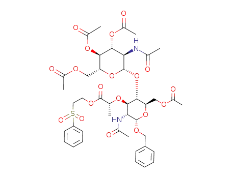 benzyl 3,4,6-tri-O-acethyl-2-deoxy-2-acetamido-β-D-glucopyranosyl-(1->4)-2-acetamido-6-O-acetyl-2-deoxy-3-O-(D-1-{[2-(phenylsulfonyl)ethoxy]carbonyl}ethyl)-α-D-glucopyranoside