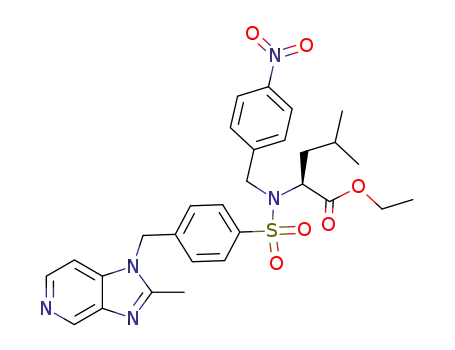 Molecular Structure of 188913-68-0 (L-Leucine,
N-[[4-[(2-methyl-1H-imidazo[4,5-c]pyridin-1-yl)methyl]phenyl]sulfonyl]-N-
[(4-nitrophenyl)methyl]-, ethyl ester)