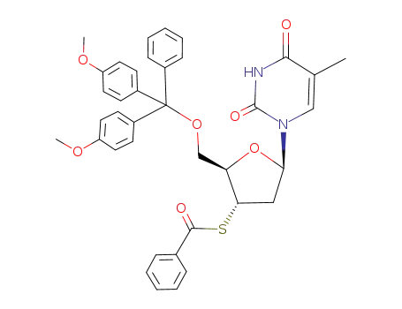 Molecular Structure of 143527-02-0 (Thymidine, 5'-O-[bis(4-methoxyphenyl)phenylmethyl]-3'-thio-,
3'-benzoate)