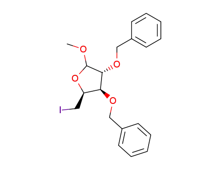 Molecular Structure of 869476-25-5 (Methyl 2,3-di-O-benzyl-5-deoxy-5-iodo-D-xylofuranoside)