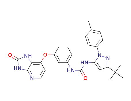 Molecular Structure of 956488-03-2 (Urea, N-[3-[(2,3-dihydro-2-oxo-1H-imidazo[4,5-b]pyridin-7-yl)oxy]phenyl]-N'-[3-(1,1-dimethylethyl)-1-(4-methylphenyl)-1H-pyrazol-5-yl]-)