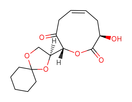 Molecular Structure of 272787-07-2 ((Z)-(3R,9R)-9-(S)-1,4-Dioxa-spiro[4.5]dec-2-yl-3-hydroxy-4,7-dihydro-3H-oxonine-2,8-dione)