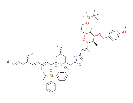 2-(((2S,4R,6R)-6-((1R,2E,4E,6R,8E)-9-bromo-1-(tert-butyldiphenylsilanyloxy)-6-methoxy-3-methylnona-2,4,8-trienyl)-2,4-dimethoxytetrahydro-2Hpyran-2-yl)methyl)-4-((E)-2-((2R,3R,4S,5S,6R)-6-(2-(tert-butyldimethylsilanyloxy)ethyl)-4-(4-methoxybenzyloxy)-3,5-dimethyltetrahydro-2H-pyran-2-yl)prop-1-enyl)oxazole