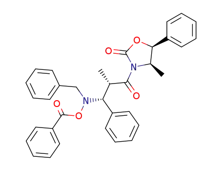 Molecular Structure of 245351-08-0 (2-Oxazolidinone,
3-[(2S,3R)-3-[(benzoyloxy)(phenylmethyl)amino]-2-methyl-1-oxo-3-phen
ylpropyl]-4-methyl-5-phenyl-, (4R,5S)-)