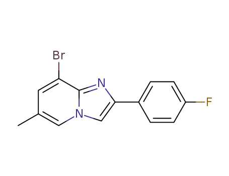Molecular Structure of 847446-53-1 (Imidazo[1,2-a]pyridine, 8-bromo-2-(4-fluorophenyl)-6-methyl-)