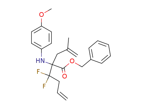 Molecular Structure of 911395-39-6 (benzyl 3,3-difluoro-2-(4-methoxyphenyl)amino-2-(2-methylallyl)-5-hexenoate)