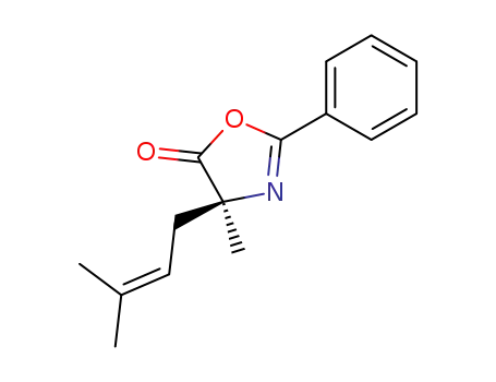Molecular Structure of 256343-71-2 (4-methyl-4-(3-methyl-2-butenyl)-2-phenyl-2-oxazolin-5-one)
