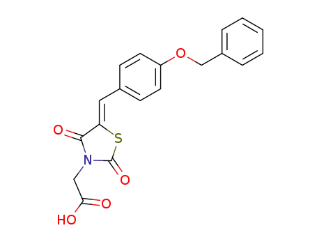 Molecular Structure of 1039559-03-9 ((Z)-2-(5-(4-(benzyloxy)benzylidene)-2,4-dioxothiazolidin-3-yl)acetic acid)