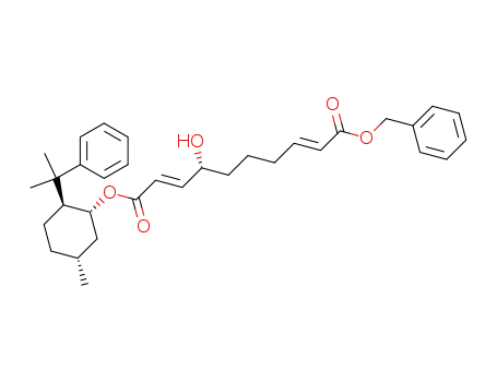 Molecular Structure of 837428-37-2 (2,8-Decadienedioic acid, 4-hydroxy-,
1-[(1R,2S,5R)-5-methyl-2-(1-methyl-1-phenylethyl)cyclohexyl]
10-(phenylmethyl) ester, (2E,4R,8E)-)