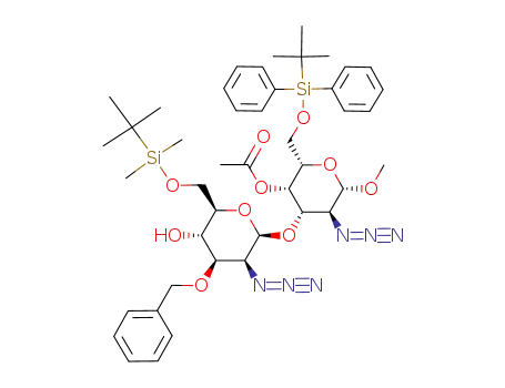 methyl 4-O-acetyl-2-azido-3-O-(2-azido-3-O-benzyl-6-O-tert-butyldimethylsilyl-2-deoxy-β-D-mannopyranosyl)-6-O-tert-butyldiphenylsilyl-2-deoxy-β-L-galactopyranoside