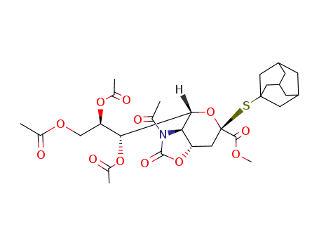Molecular Structure of 956107-32-7 (methyl (1-adamantyl 5-acetamido-7,8,9-tri-O-acetyl-5-N,4-O-carbonyl-3,5-dideoxy-2-thio-D-glycero-β-D-galacto-non-2-ylopyranosid)onate)