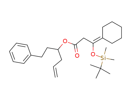 Molecular Structure of 820963-46-0 (Propanoic acid,
3-cyclohexylidene-3-[[(1,1-dimethylethyl)dimethylsilyl]oxy]-,
1-(2-phenylethyl)-3-butenyl ester)