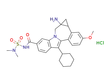 1a-amino-8-cyclohexyl-N-((dimethylamino)sulfonyl)-11-(methyloxy)-1,1a,2,12b-tetrahydrocyclopropa[d]indolo[2,1-a][2]benzazepine-5-carboxamide hydrochloride