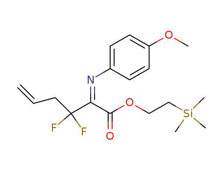 Molecular Structure of 1039136-57-6 (2-(trimethylsilyl)ethyl 3,3-difluoro-2-[(4-methoxyphenyl)imino]-5-hexenoate)