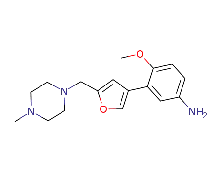 Molecular Structure of 846023-60-7 (Benzenamine,
4-methoxy-3-[5-[(4-methyl-1-piperazinyl)methyl]-3-furanyl]-)