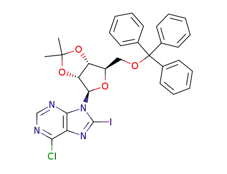 6-chloro-8-iodo-9-(2,3-O-isopropylidene-5-O-trityl-β-D-ribofuranosyl)purine